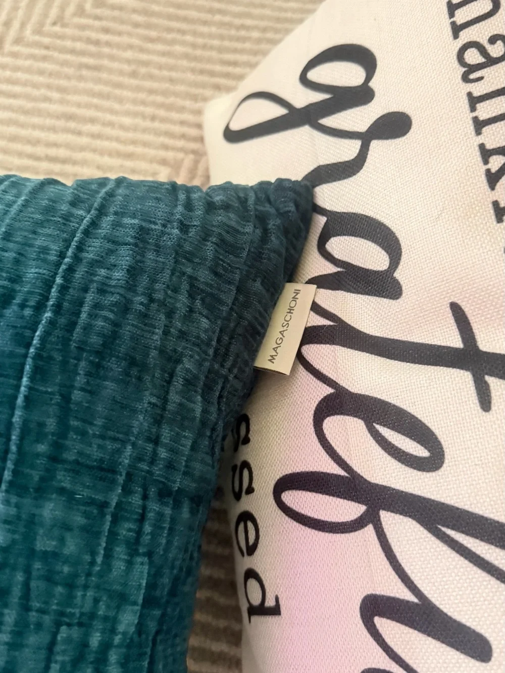 Magaschoni Teal 'Thankful Grateful Blessed' Holiday Pillow Set